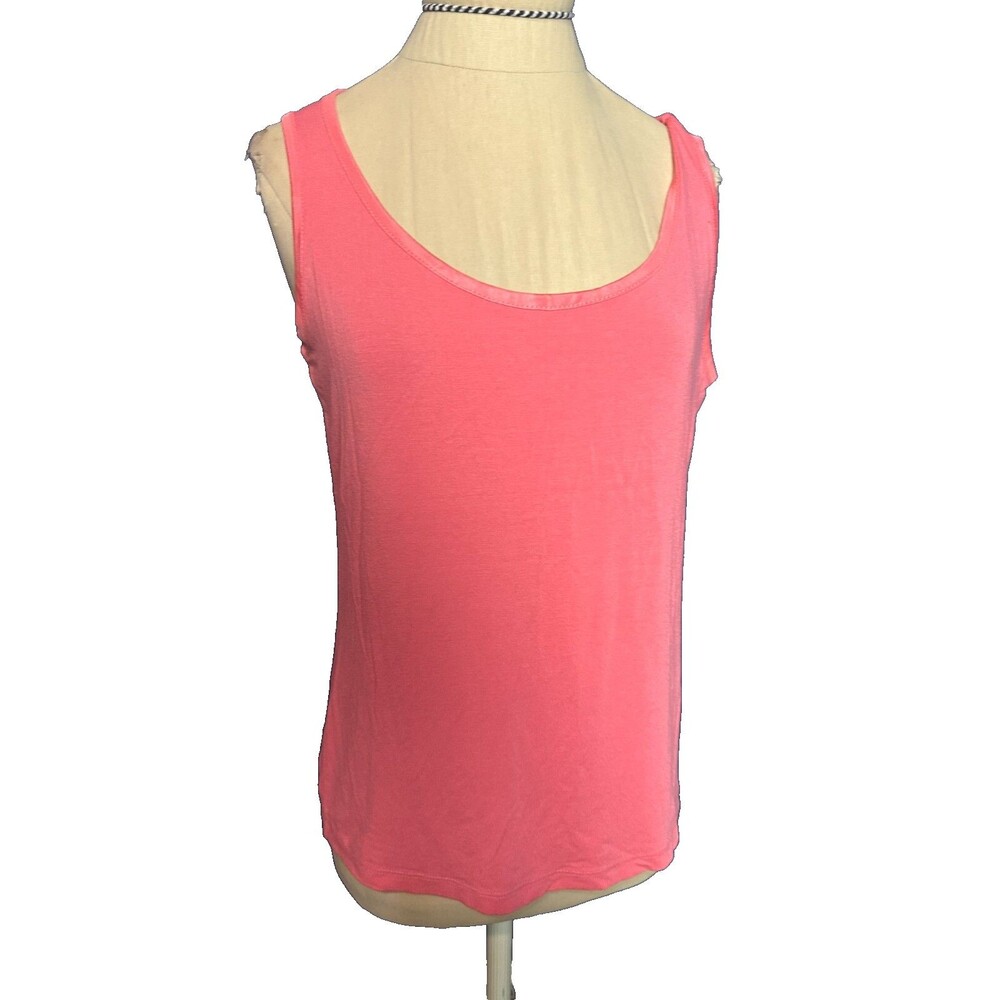 Chico's Tank Top Women's Coral Stretch Round Satin Trimmed Neck Size 0/Small